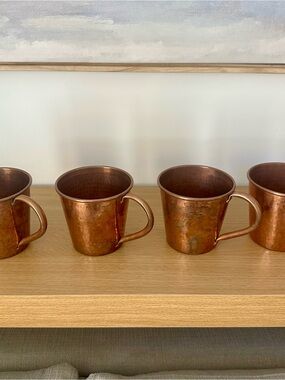 Hand Hammered Copper Moscow Mule Mugs - Set of 4